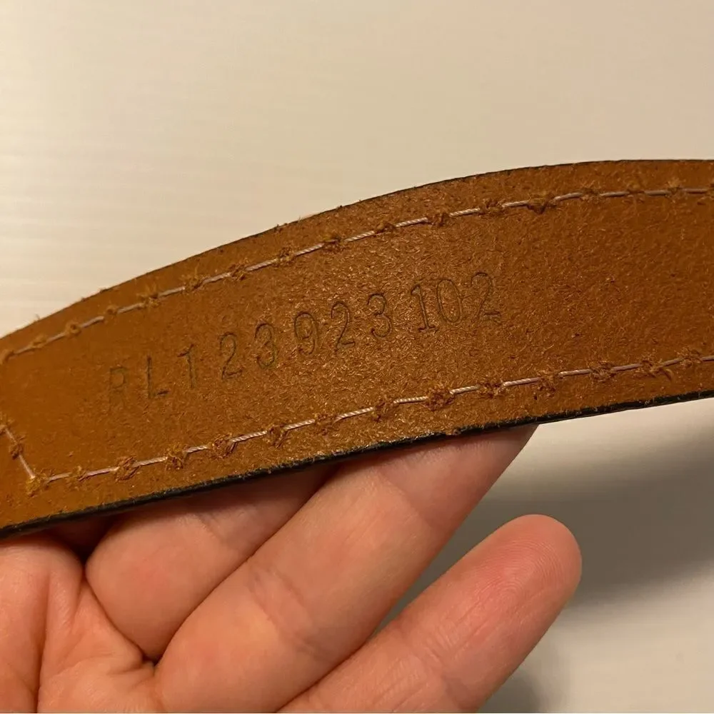 Genuine Leather womans Belt Brown thick stitch embroidery star western cowboy M